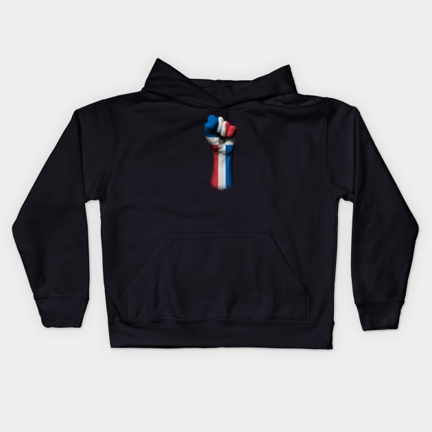 Flag of Dominican Republic on a Raised Clenched Fist Kids Hoodie by jeffbartels